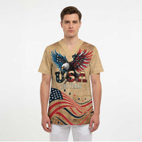 America 250th Anniversary Scrub Top Eagle Us Flag July 4Th - Wonder Print Shop