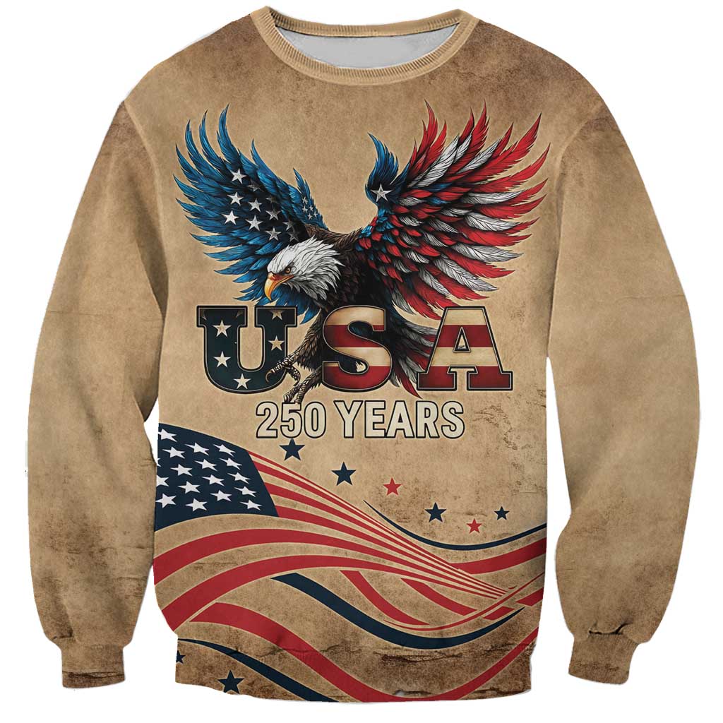 America 250th Anniversary Sweatshirt Eagle Us Flag July 4Th - Wonder Print Shop