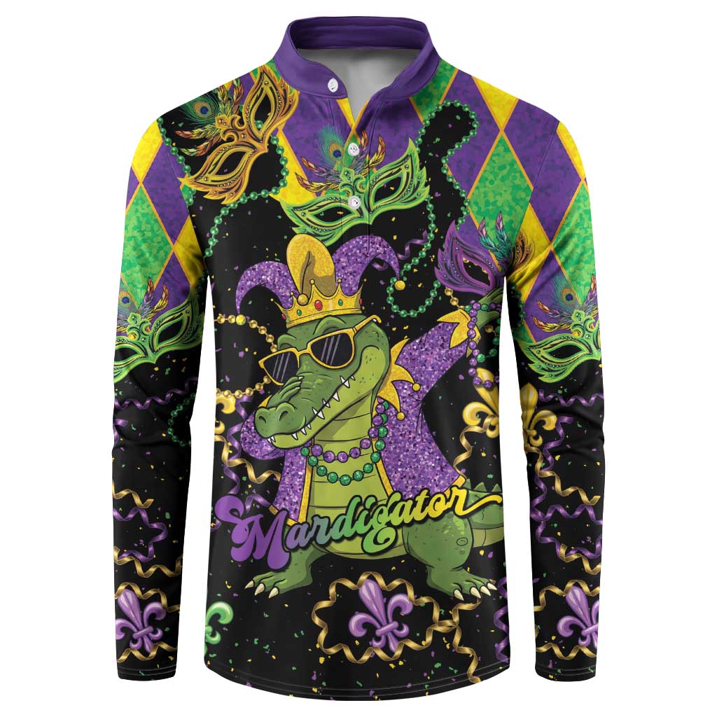 Mardi Gras Alligator Button Sweatshirt Mardigator On Tuesdays We Wear Beads - Wonder Print Shop