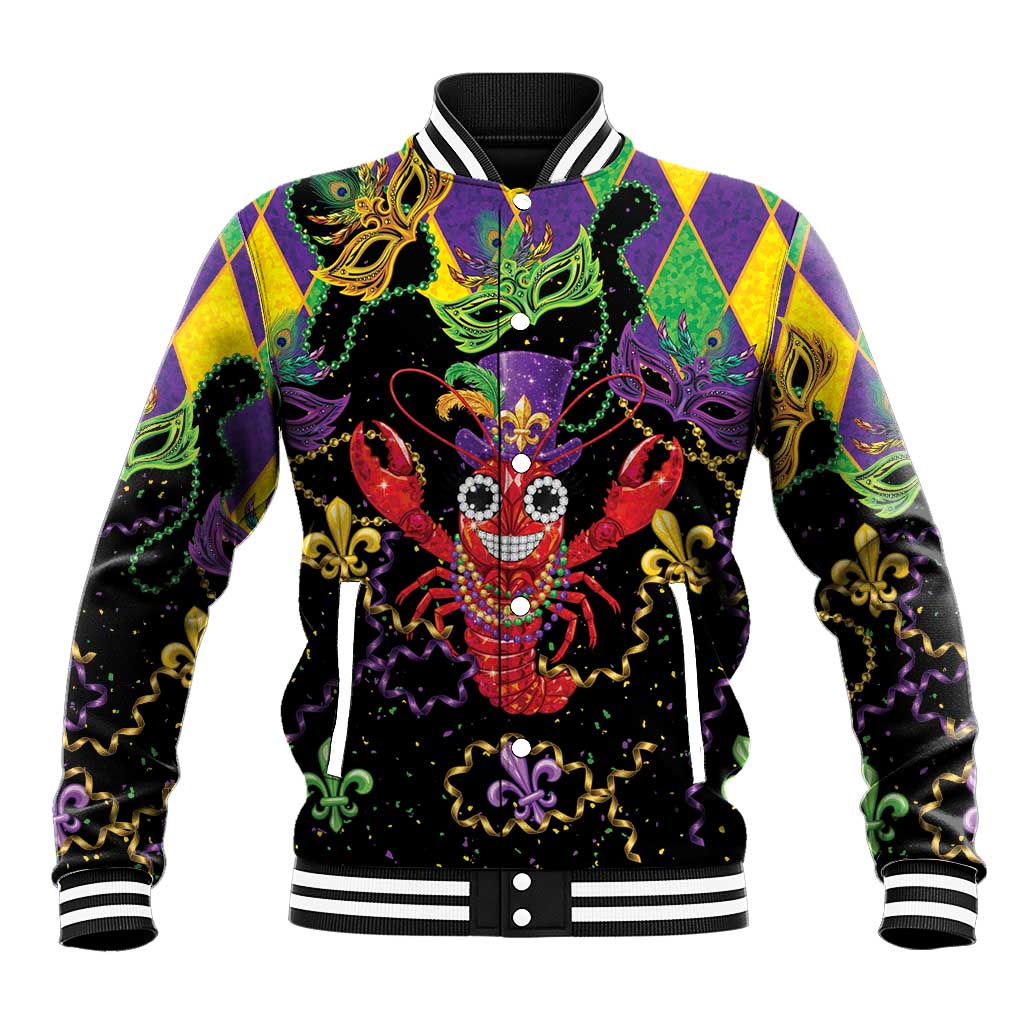 Mardi Gras Crawfish Baseball Jacket On Tuesdays We Wear Beads - Wonder Print Shop