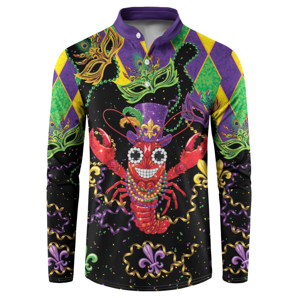 Mardi Gras Crawfish Button Sweatshirt On Tuesdays We Wear Beads - Wonder Print Shop