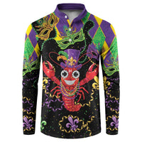 Mardi Gras Crawfish Button Sweatshirt On Tuesdays We Wear Beads - Wonder Print Shop