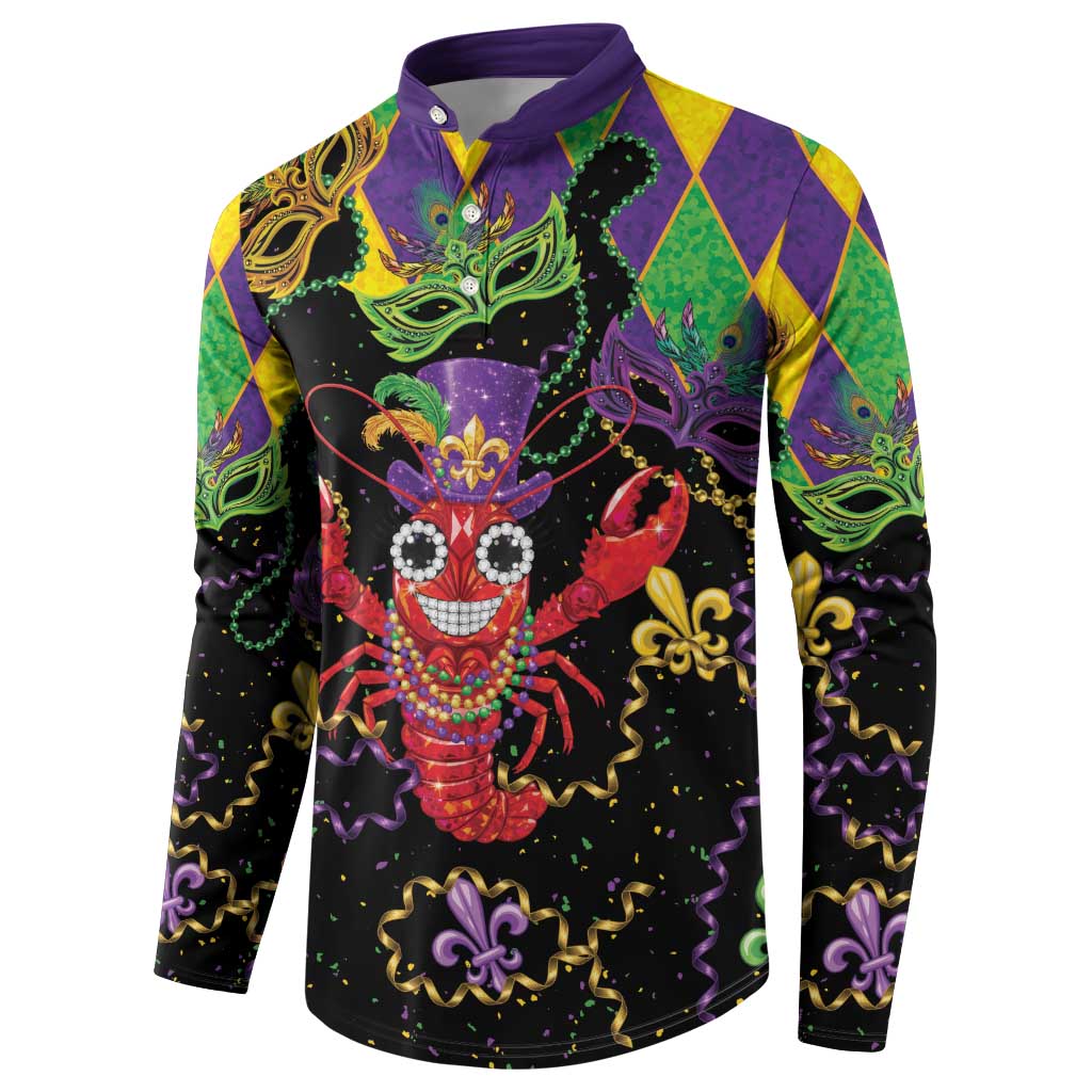 Mardi Gras Crawfish Button Sweatshirt On Tuesdays We Wear Beads - Wonder Print Shop