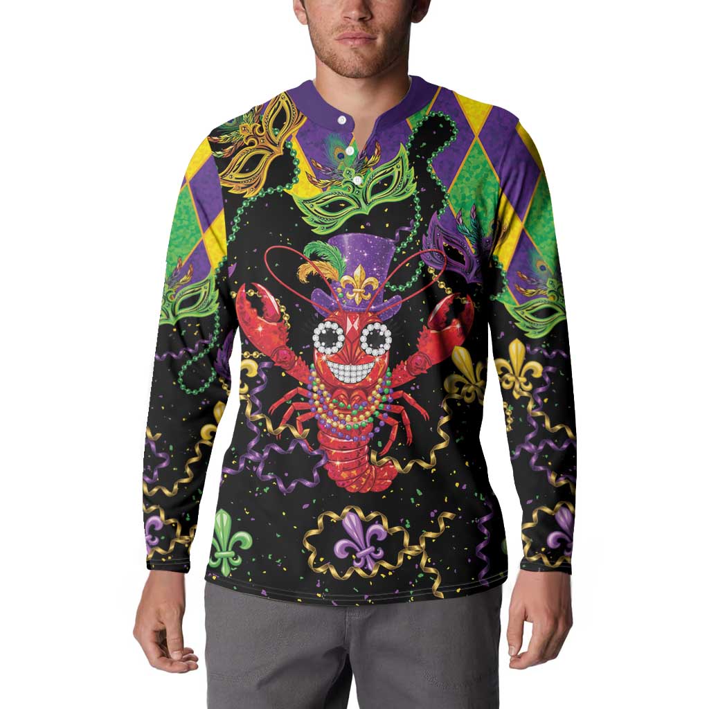 Mardi Gras Crawfish Button Sweatshirt On Tuesdays We Wear Beads - Wonder Print Shop