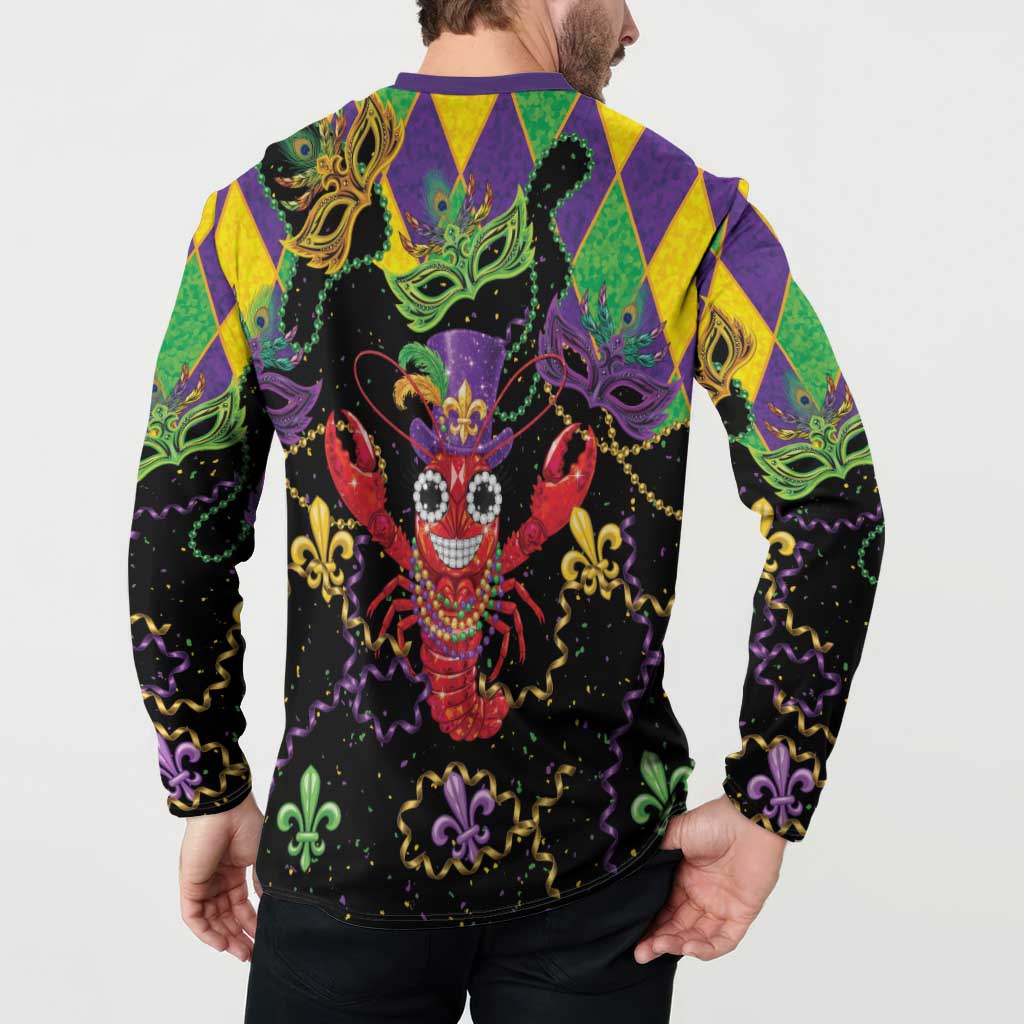 Mardi Gras Crawfish Button Sweatshirt On Tuesdays We Wear Beads - Wonder Print Shop