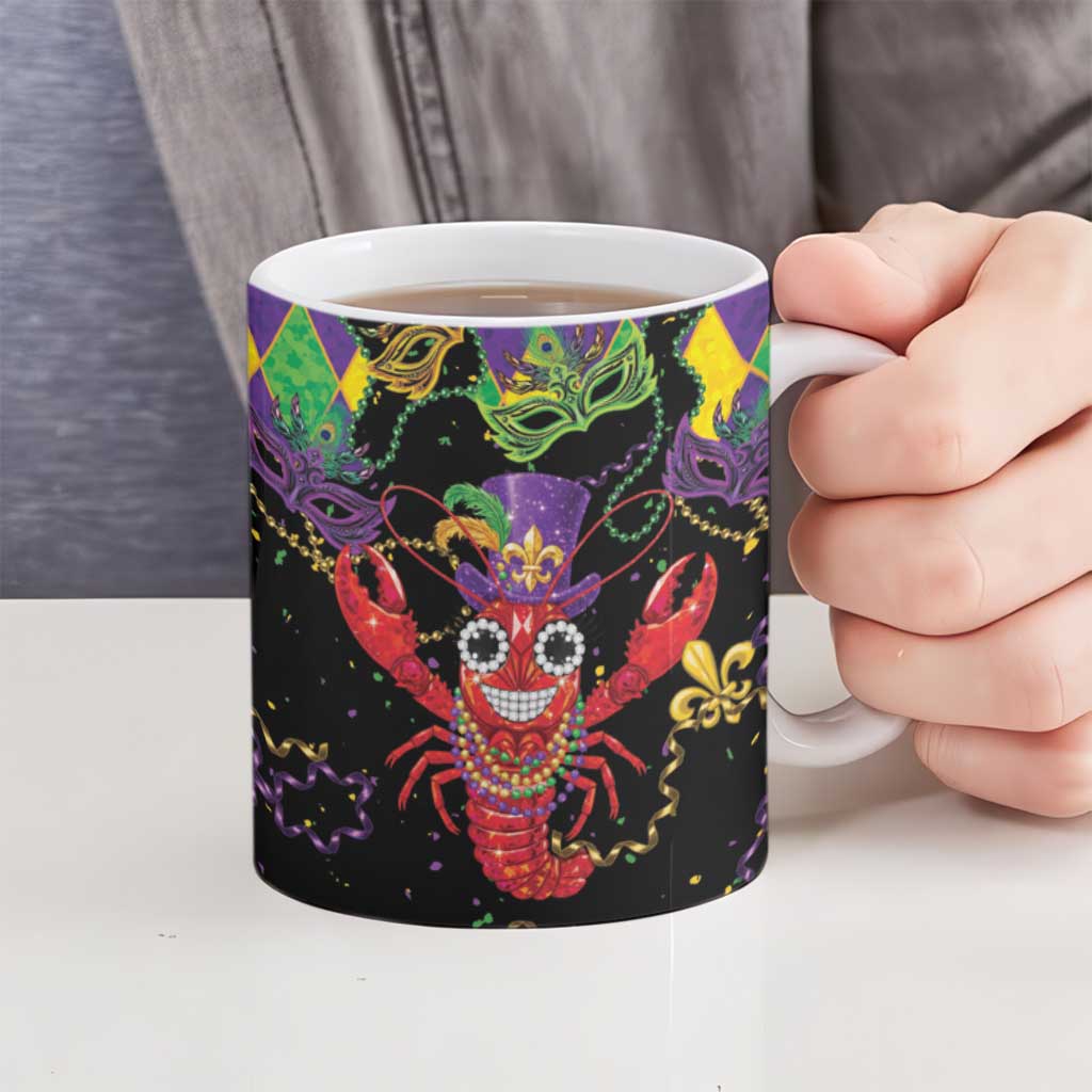 Mardi Gras Crawfish Ceramic Mug On Tuesdays We Wear Beads - Wonder Print Shop