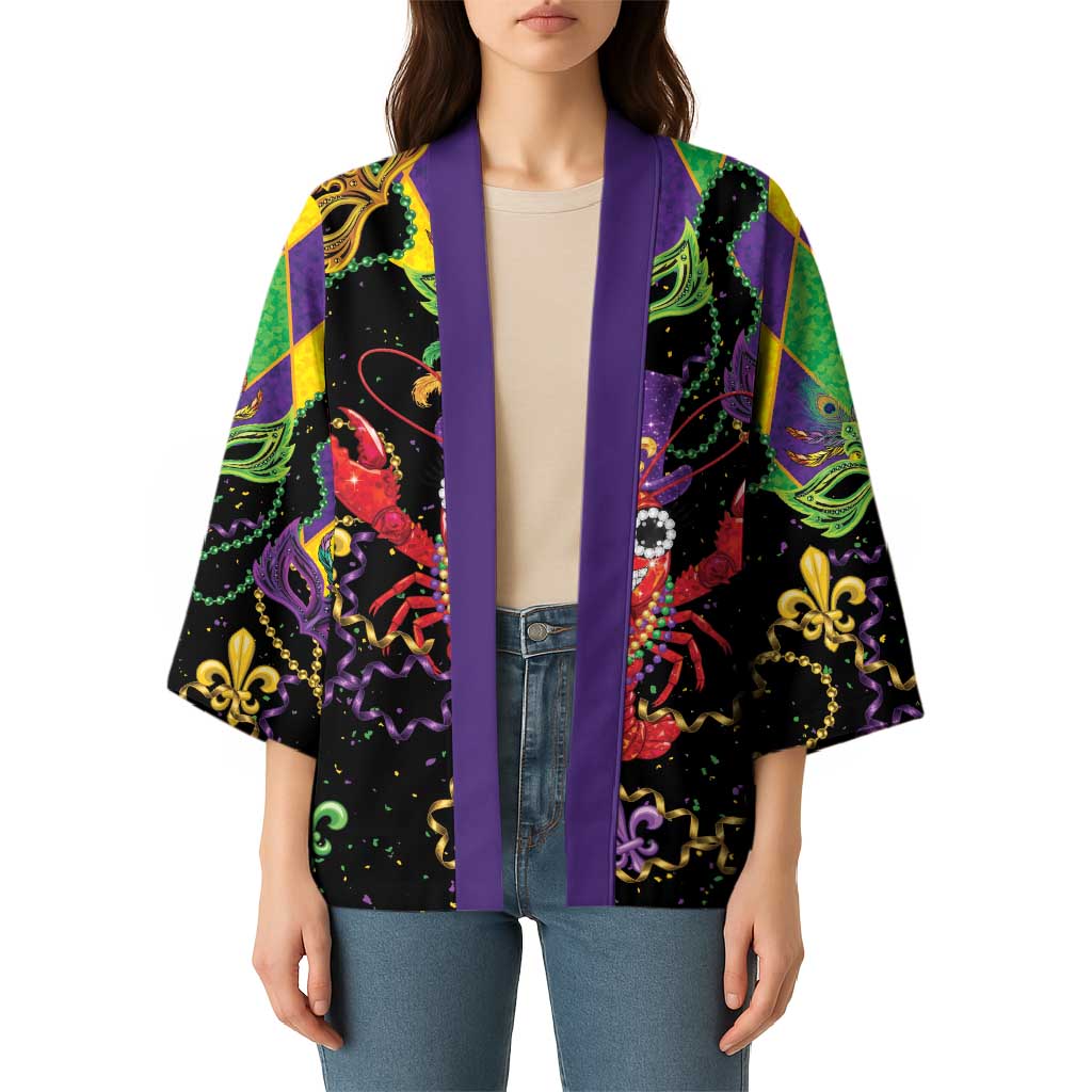 Mardi Gras Crawfish Kimono On Tuesdays We Wear Beads - Wonder Print Shop