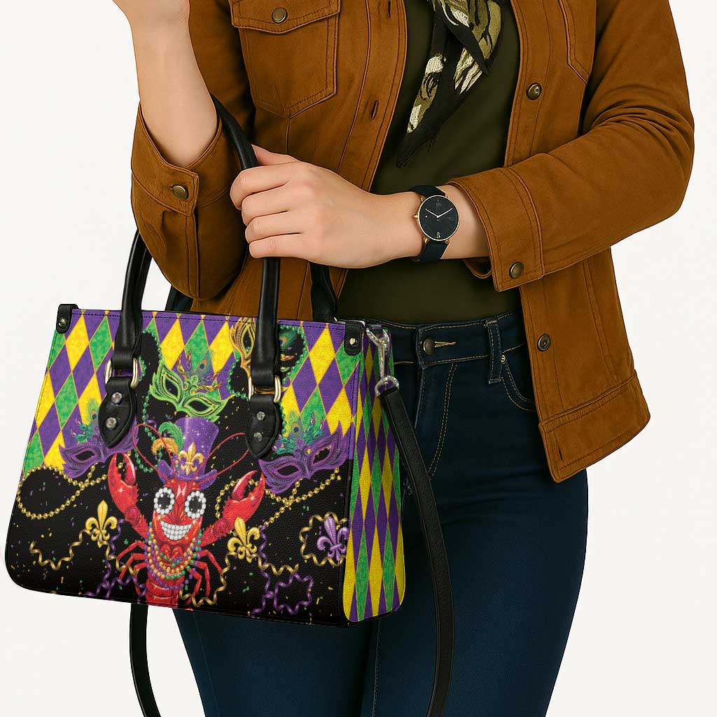 Mardi Gras Crawfish Leather Bag On Tuesdays We Wear Beads - Wonder Print Shop