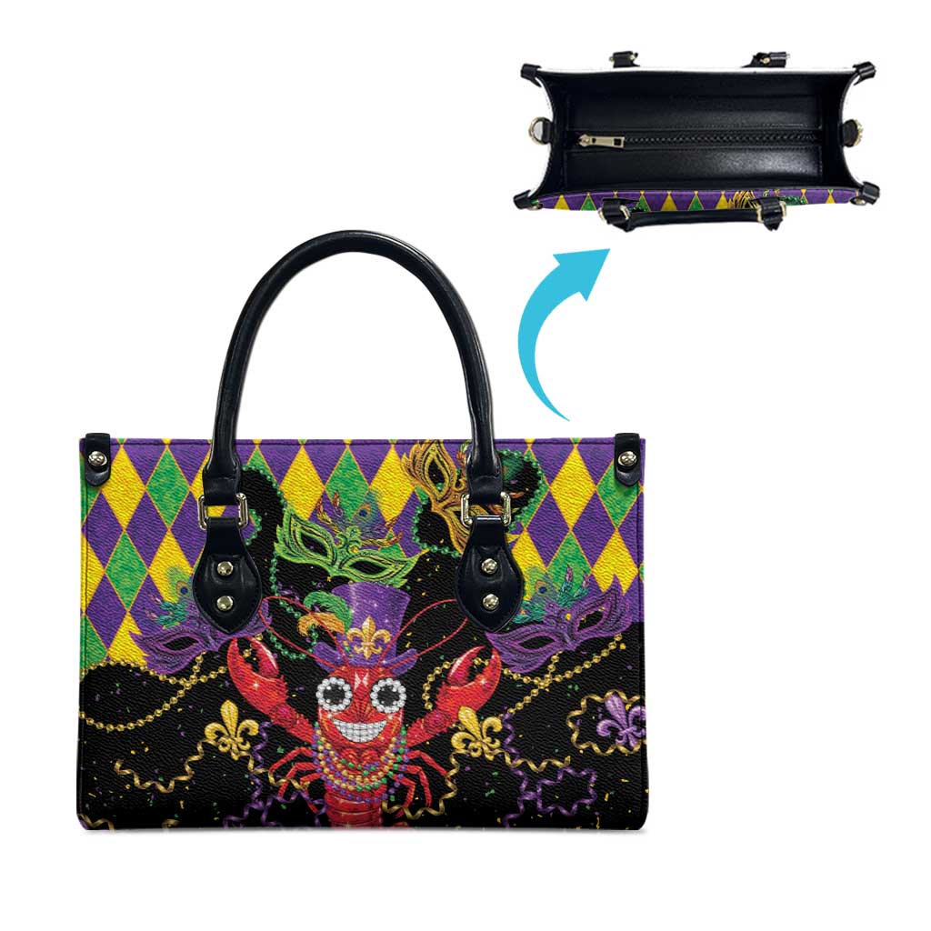 Mardi Gras Crawfish Leather Bag On Tuesdays We Wear Beads - Wonder Print Shop