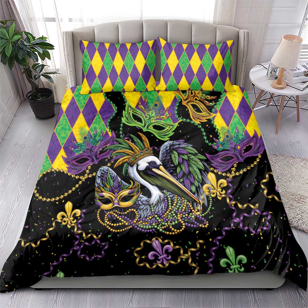 Mardi Gras Pelican Bedding Set On Tuesdays We Wear Beads - Wonder Print Shop