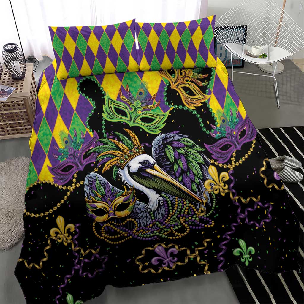Mardi Gras Pelican Bedding Set On Tuesdays We Wear Beads - Wonder Print Shop