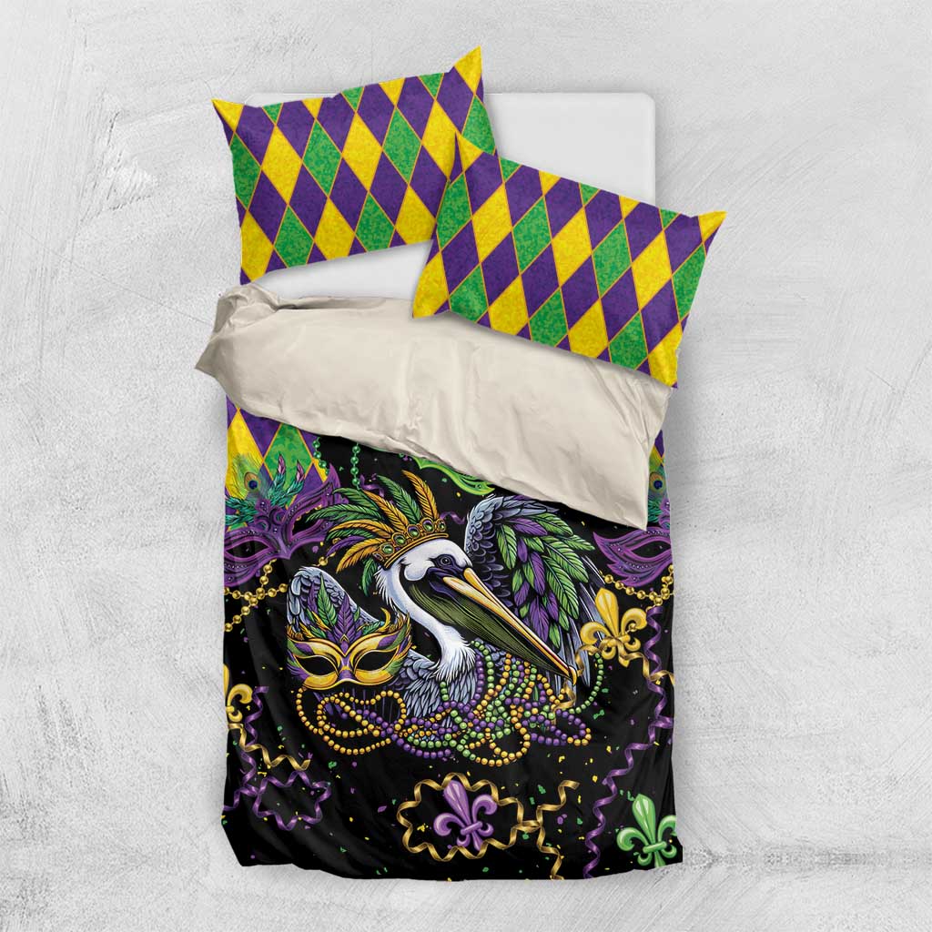 Mardi Gras Pelican Bedding Set On Tuesdays We Wear Beads - Wonder Print Shop