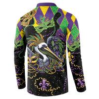 Mardi Gras Pelican Button Sweatshirt On Tuesdays We Wear Beads - Wonder Print Shop