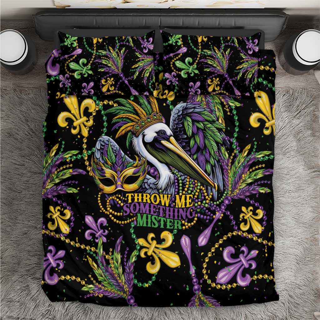 Mardi Gras Pelican Bedding Set Throw me Something Mister! - Wonder Print Shop