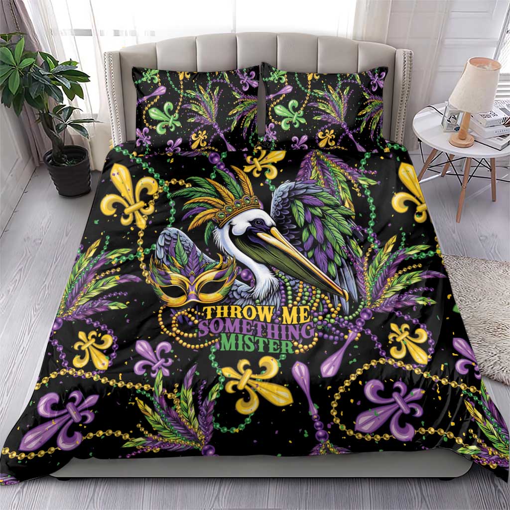 Mardi Gras Pelican Bedding Set Throw me Something Mister! - Wonder Print Shop