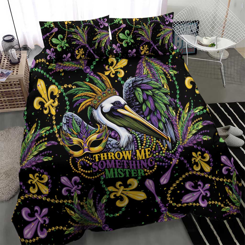 Mardi Gras Pelican Bedding Set Throw me Something Mister! - Wonder Print Shop