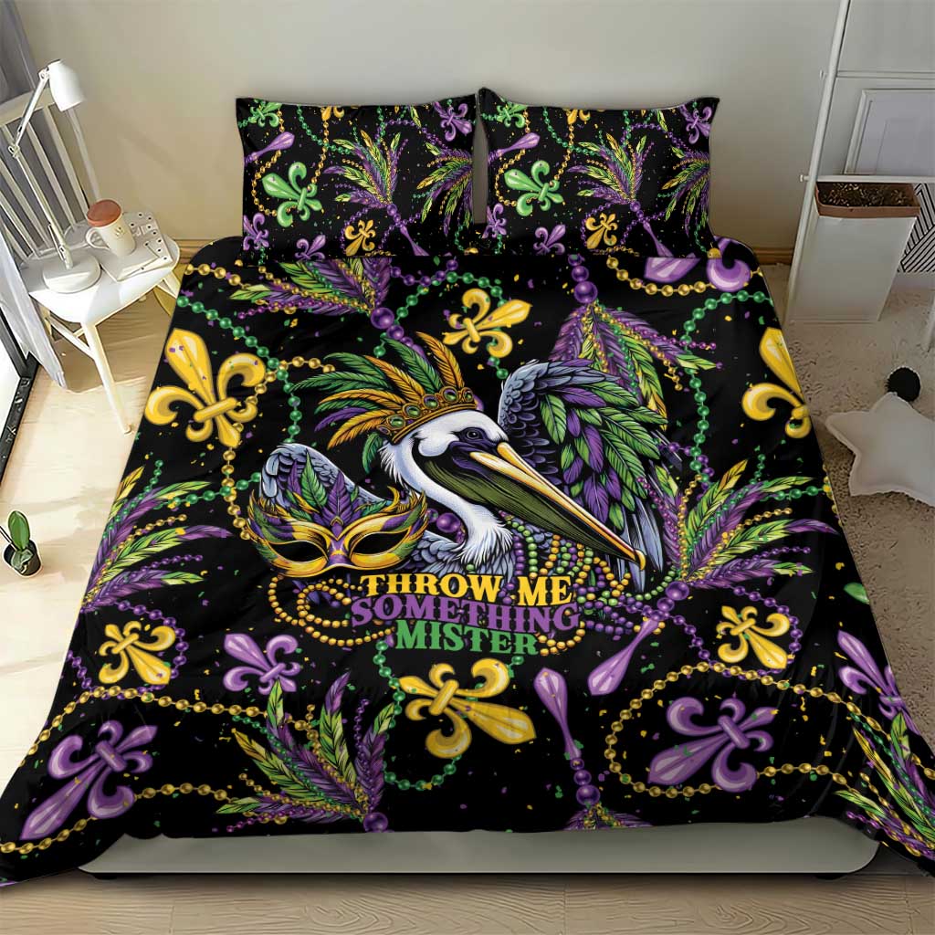 Mardi Gras Pelican Bedding Set Throw me Something Mister! - Wonder Print Shop