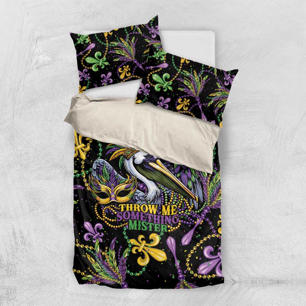 Mardi Gras Pelican Bedding Set Throw me Something Mister! - Wonder Print Shop