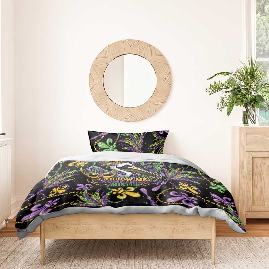 Mardi Gras Pelican Bedding Set Throw me Something Mister! - Wonder Print Shop