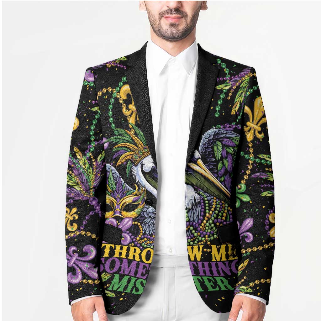 Mardi Gras Pelican Blazer Throw me Something Mister! - Wonder Print Shop