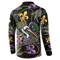 Mardi Gras Pelican Button Sweatshirt Throw me Something Mister! - Wonder Print Shop