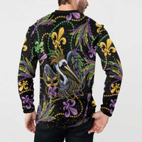 Mardi Gras Pelican Button Sweatshirt Throw me Something Mister! - Wonder Print Shop