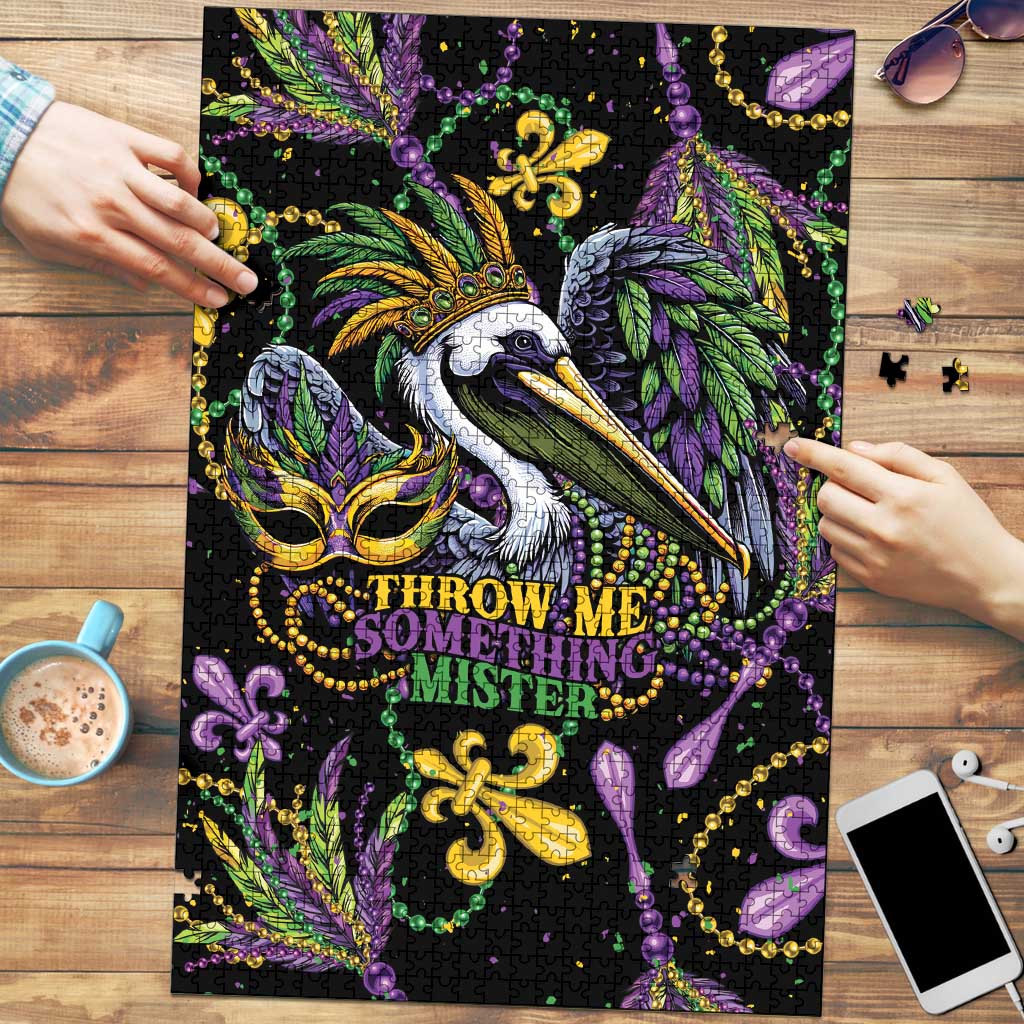 Mardi Gras Pelican Puzzle Throw me Something Mister! - Wonder Print Shop