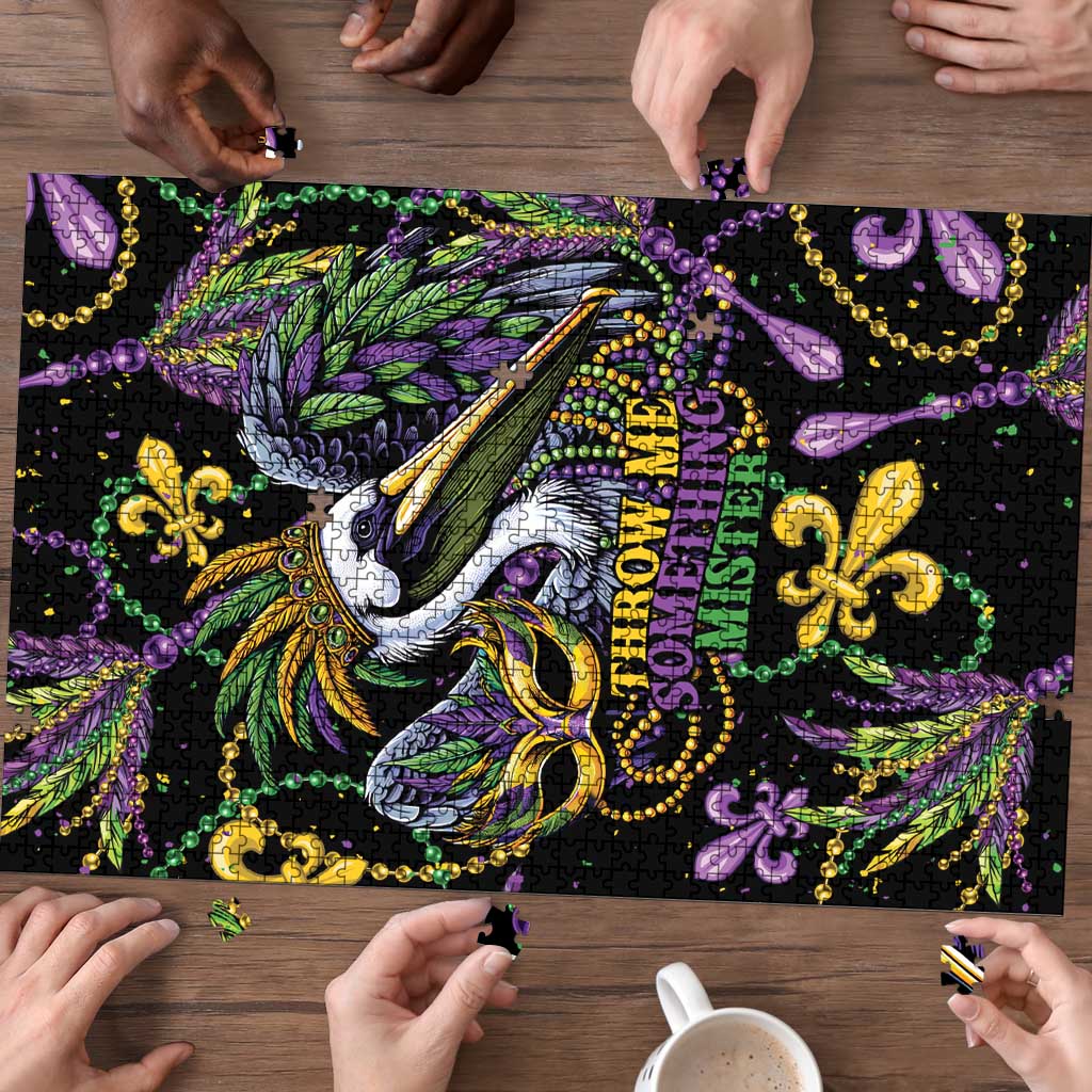 Mardi Gras Pelican Puzzle Throw me Something Mister! - Wonder Print Shop