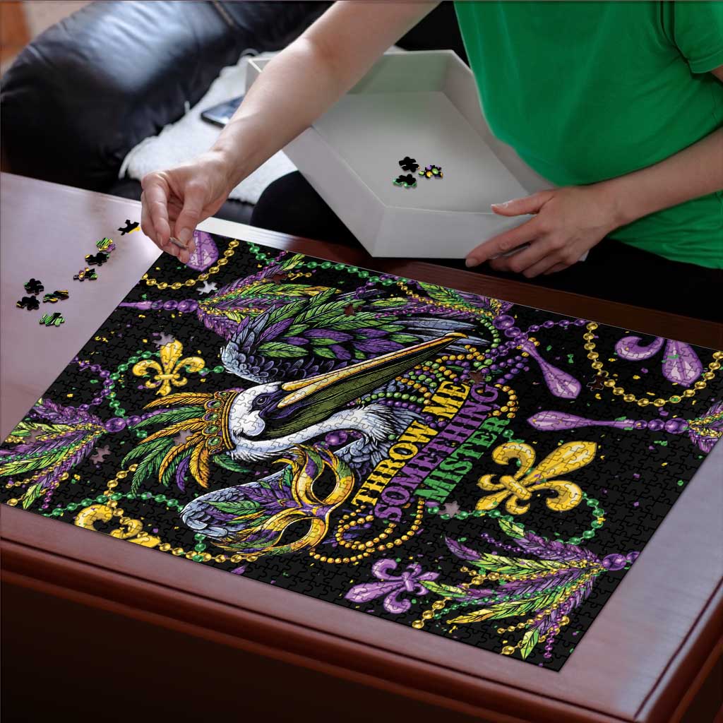 Mardi Gras Pelican Puzzle Throw me Something Mister! - Wonder Print Shop