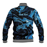I Like My Ice Crushed Personalized Baseball Jacket Ice Blue White Marble Seamless