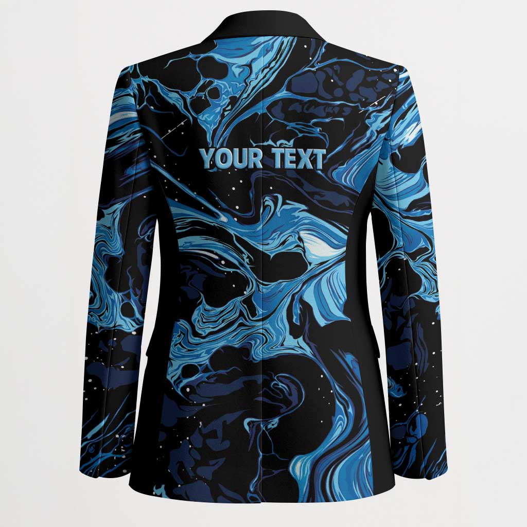 I Like My Ice Crushed Personalized Blazer Ice Blue White Marble Seamless