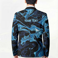 I Like My Ice Crushed Personalized Blazer Ice Blue White Marble Seamless