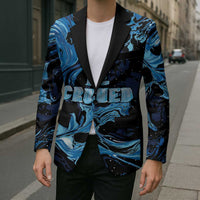 I Like My Ice Crushed Personalized Blazer Ice Blue White Marble Seamless