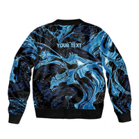 I Like My Ice Crushed Personalized Bomber Jacket Ice Blue White Marble Seamless