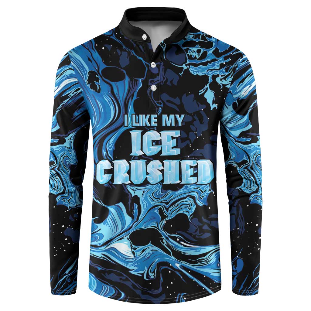 I Like My Ice Crushed Personalized Button Sweatshirt Ice Blue White Marble Seamless