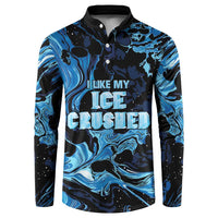 I Like My Ice Crushed Personalized Button Sweatshirt Ice Blue White Marble Seamless