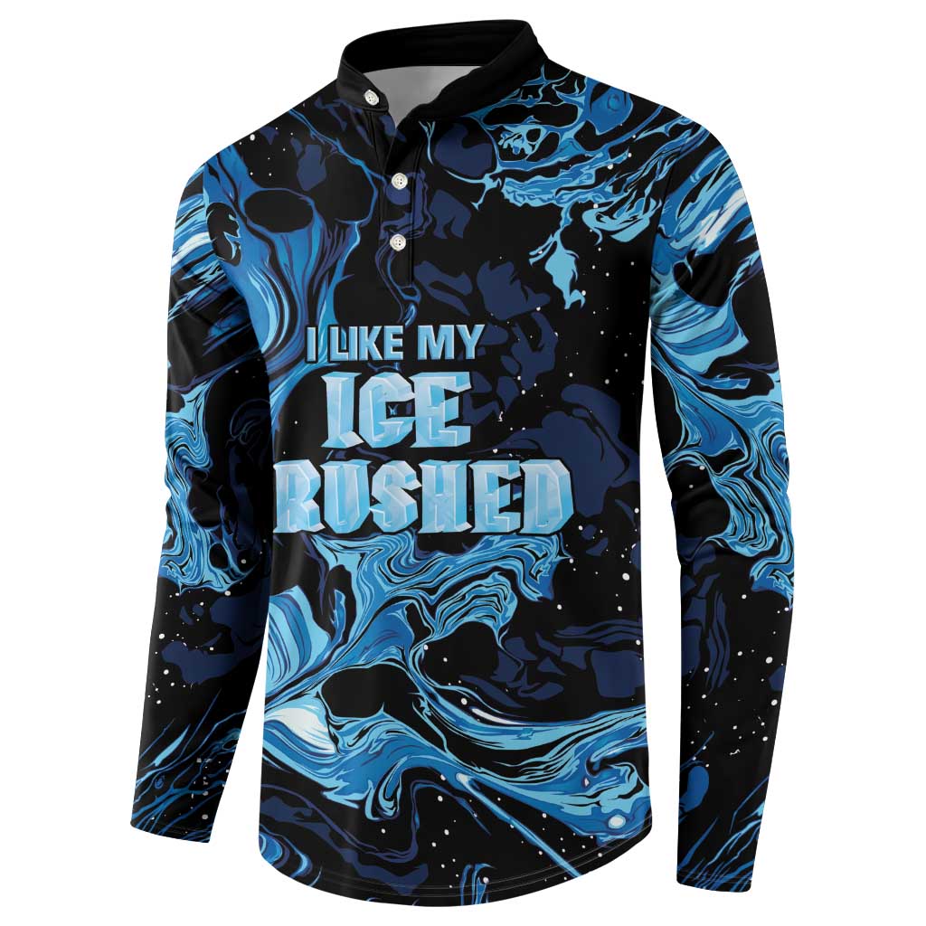 I Like My Ice Crushed Personalized Button Sweatshirt Ice Blue White Marble Seamless