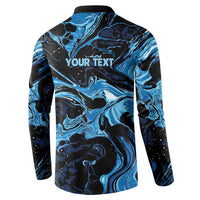 I Like My Ice Crushed Personalized Button Sweatshirt Ice Blue White Marble Seamless