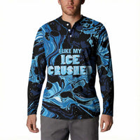 I Like My Ice Crushed Personalized Button Sweatshirt Ice Blue White Marble Seamless