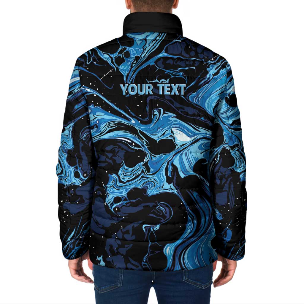 I Like My Ice Crushed Personalized Padded Jacket Ice Blue White Marble Seamless