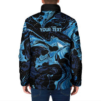 I Like My Ice Crushed Personalized Padded Jacket Ice Blue White Marble Seamless