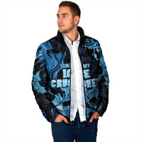 I Like My Ice Crushed Personalized Padded Jacket Ice Blue White Marble Seamless