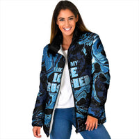 I Like My Ice Crushed Personalized Padded Jacket Ice Blue White Marble Seamless