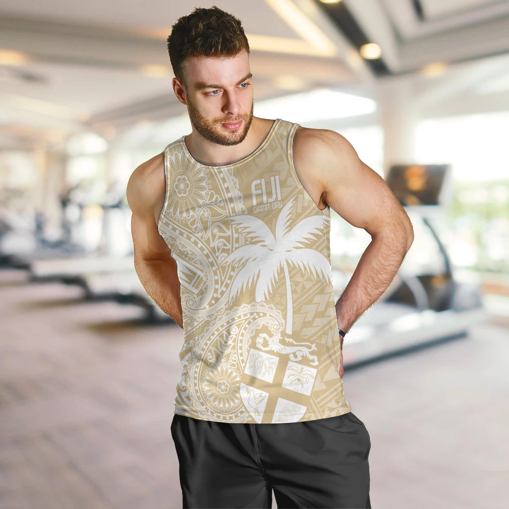 Custom Indo Fijians Men Tank Top Fiji ke Hindustani Polyneisan Paisley Beige Style - Wonder Print Shop