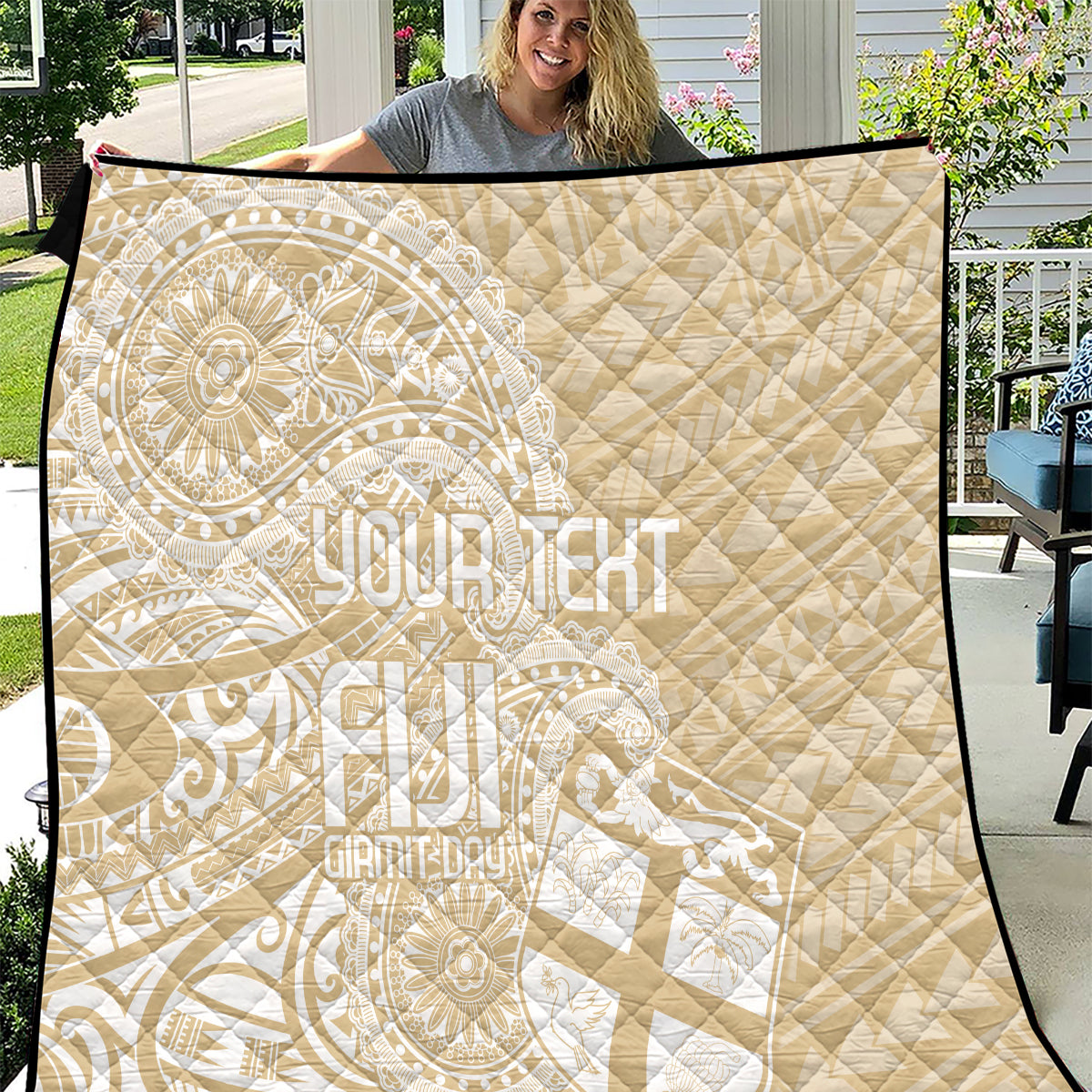 Custom Indo Fijians Quilt Fiji ke Hindustani Polyneisan Paisley Beige Style