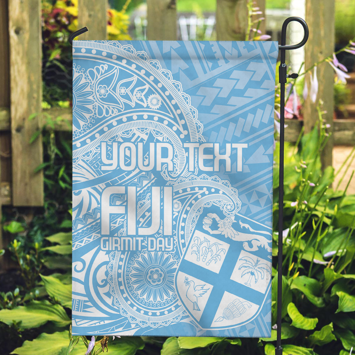 Custom Indo Fijians Garden Flag Fiji ke Hindustani Polyneisan Paisley Blue Style - Wonder Print Shop