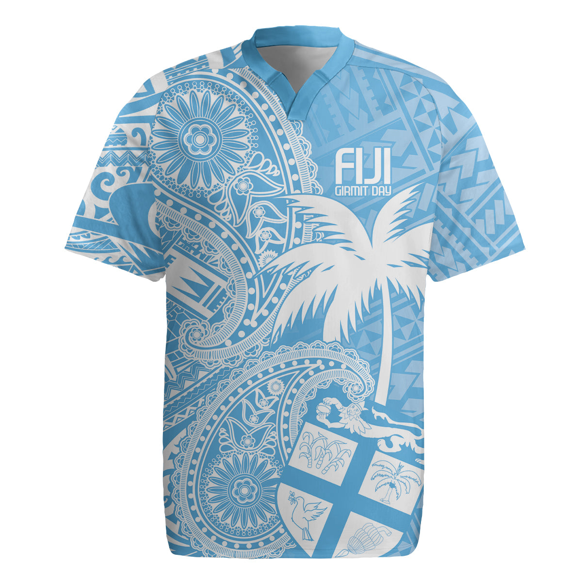 Custom Indo Fijians Rugby Jersey Fiji ke Hindustani Polyneisan Paisley Blue Style - Wonder Print Shop