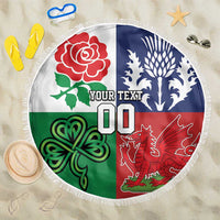 Custom British Lions Beach Blanket Combination of England Irish Scottish Welsh