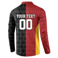 Back view button sweatshirt with 'YOUR TEXT' and '00' print on red/black panels