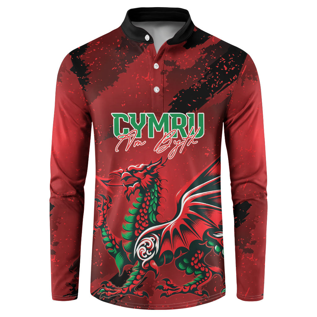 Wales Rugby National Heritage Custom Button Sweatshirt Red Dragon Inspired Edition